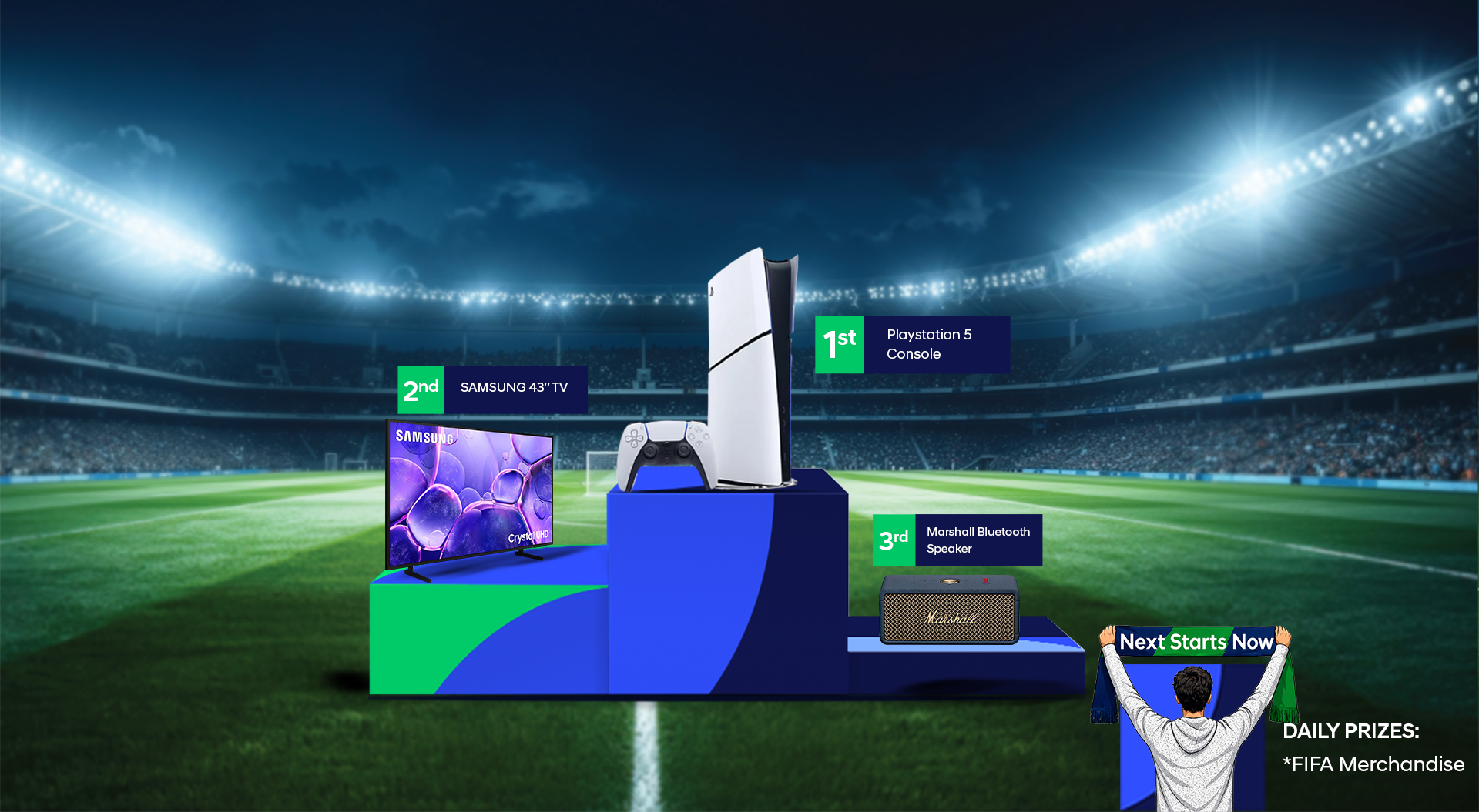 Win prizes including PlayStation 5, Samsung TV and Marshall Bluetooth Speaker